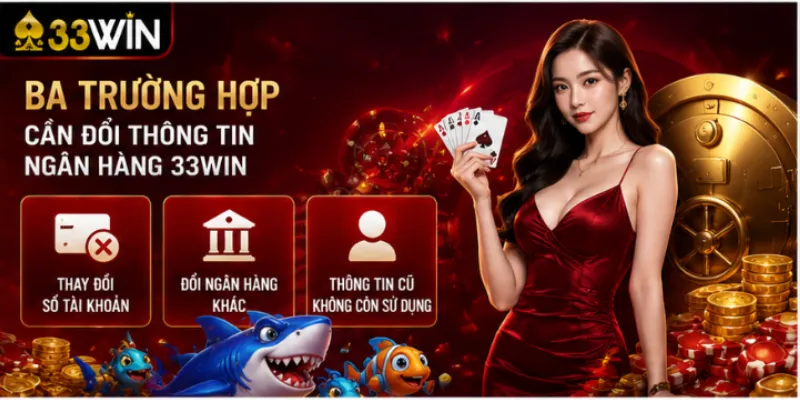 Ba trường hợp cần đổi thông tin ngân hàng 33Win