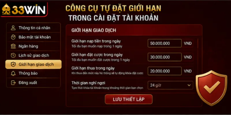 Công cụ tự đặt giới hạn trong cài đặt tài khoản